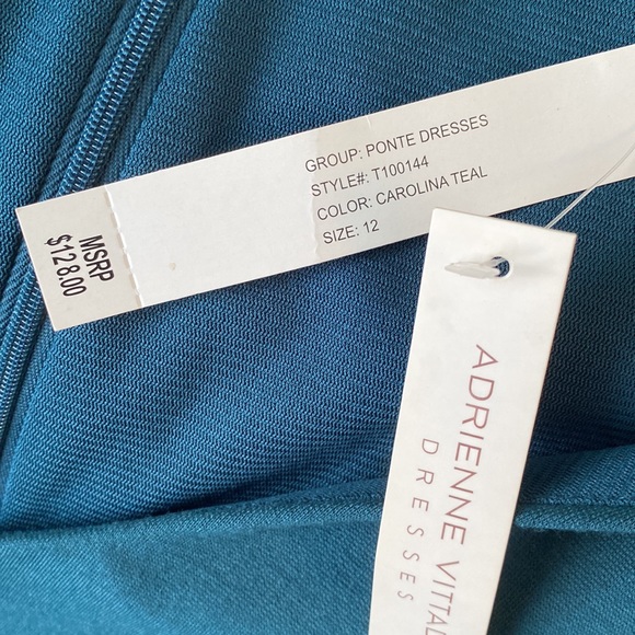 NWT Adrienne Vittadini Ponte Knit Ruffle Sheath Dress in Carolina Teal - 12 - Picture 10 of 12
